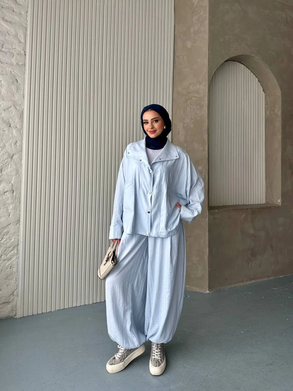 Paça Fermuarlı Oversize Pamuklu İkili Takım