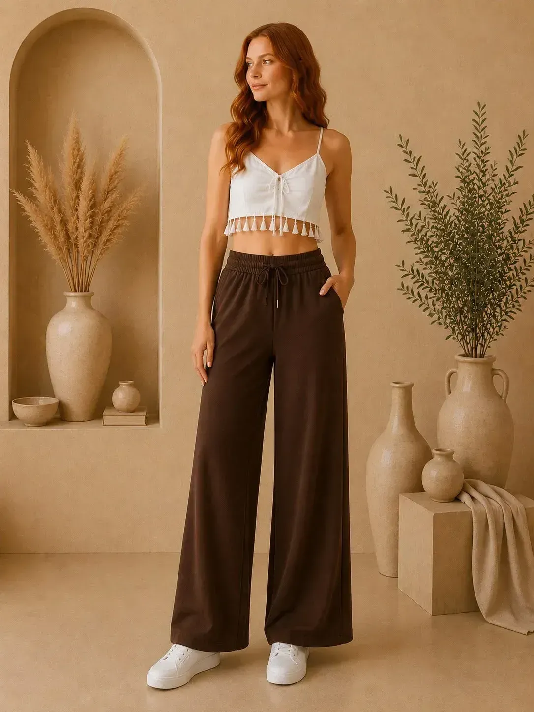 Casual Örme Kumaş 2 Cepli Belden Ayarlamalı Pantolon