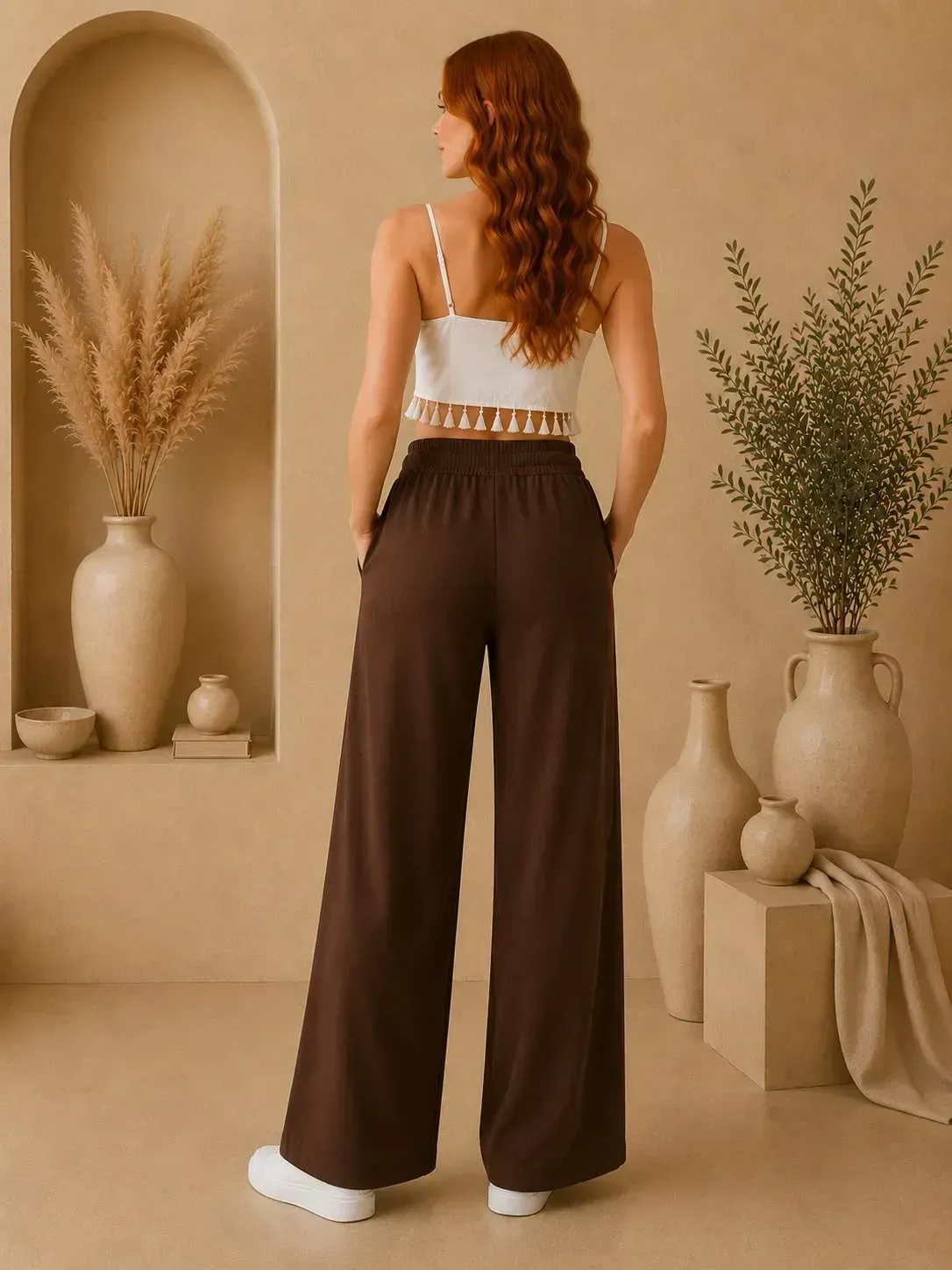 Casual Örme Kumaş 2 Cepli Belden Ayarlamalı Pantolon
