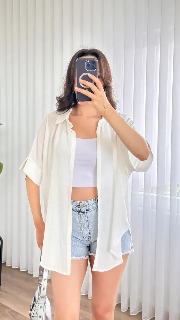 Standart Beden %100 Viskoz Yan Yırtmaçlı Kısa Kollu Kadın Kimono